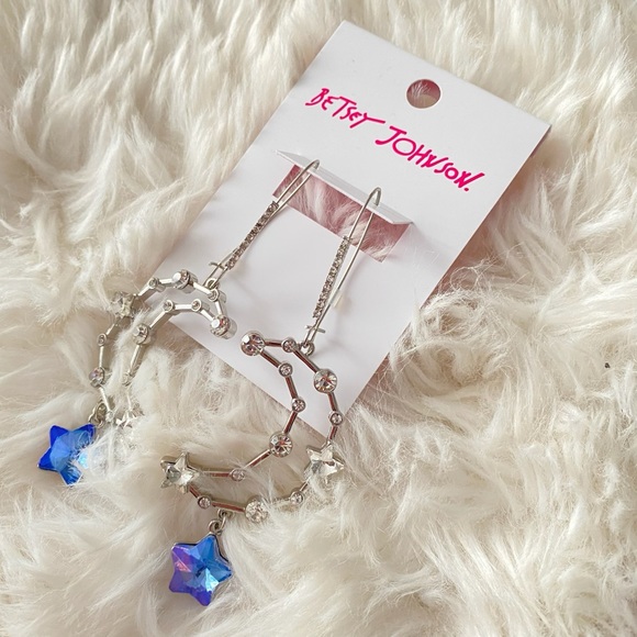 BETSEY JOHNSON Faux Stone Celestial Moon Dangle Earrings NWT - Picture 3 of 9